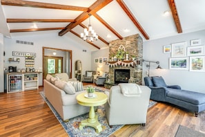 Large great room with a gas fireplace