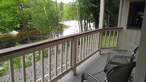 Deck accessed via slider in the living room. Beautiful river and mountain views.
