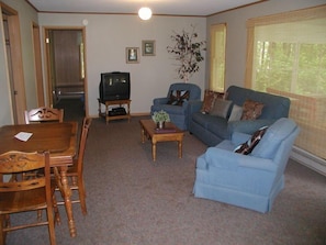 Comfortable living room and dining area.