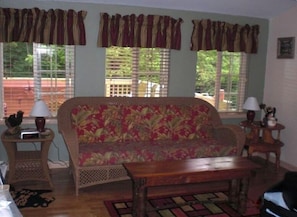Sunroom is great for reading and having your morning coffee