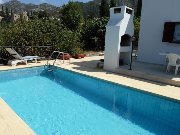 Bellapais Villa pool with Bellapais Abbey View