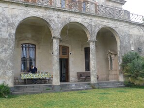 The patio of the  garden level apartment