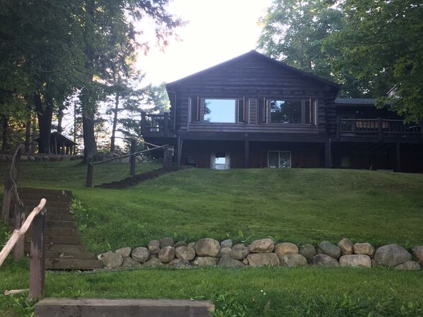 View looking to the lodge from the lake. 