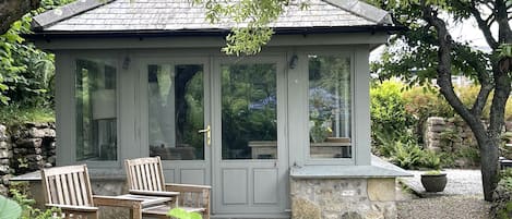 Beautifully Sunny Conservatory End with Patio Doors to Garden