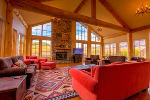 Enjoy fabulous mountain views from picture windows & stay cozy with a fire.