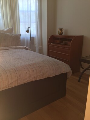 bedroom  with  Scandinavian Teak roll top dresser / desk