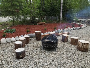 Light a fire, pull up a log and share some stories around our outdoor fire pit.