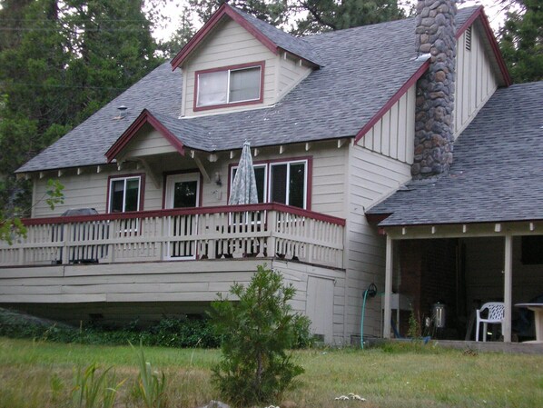 Back side of Strawberry cabin. Just walk down the lawn to the Stanislaus River.