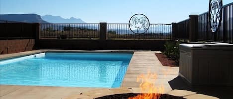 Pool and fire pit. 