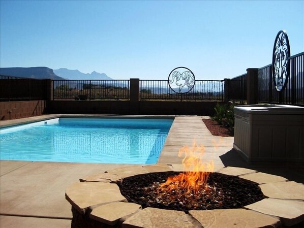 Pool and fire pit. 