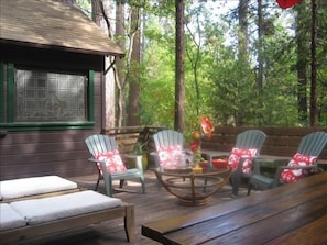 In summer, enjoy sunning, happy hours, and barbecues on the deck