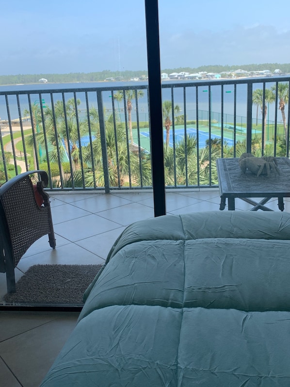 Breathtaking views of Little Lagoon and access to balcony from master bedroom! 