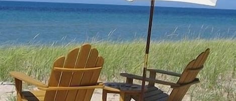 Our teak chairs at the beach.