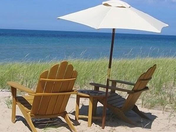 Our teak chairs at the beach.