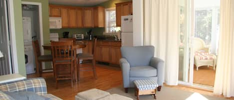 living room/kitchen. Granite countertops, fully appliance kitchen, washer/dryer