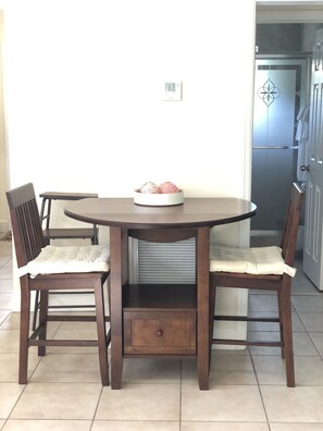 Bar table can sit up to 4