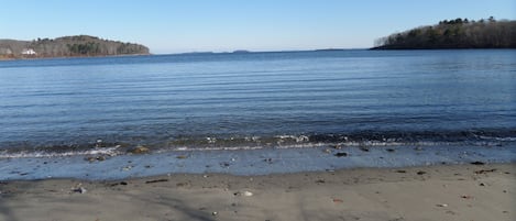 Small beach area located behind the house