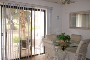 Patio is outside the sliding glass door