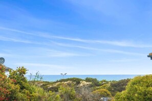 Sea views from some upstairs vantage points, this outlook is from Bedroom 3