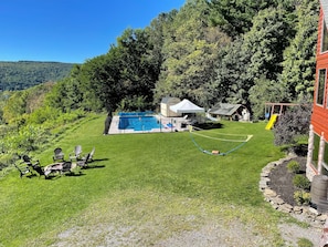 Swimming, tanning, bonfires, badminton, swings, or relax in the hammock.