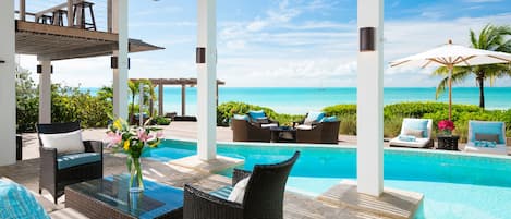 Sapphire Sunsets - Shaded patio with gorgeous views to the beach and ocean