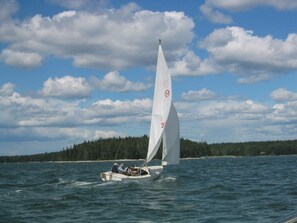 Our Rhodes 19 on a Run off Martin Point