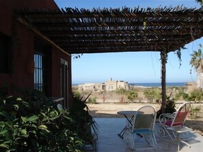 Lower patio with ocean view