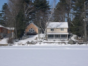 Picture of Chalet and Main House taken on the frozen lake. 
