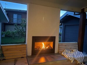 Fire place on the deck
