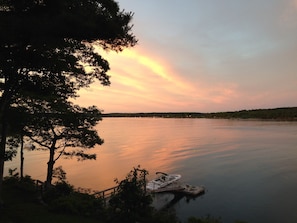 Waking up to sunrise at the private deep water dock! View from the house.