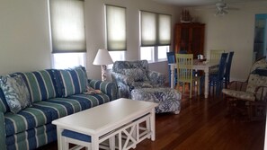 Living room and dining room