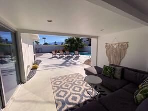 A covered breezeway to enjoy the view