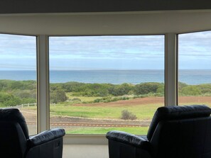 Upstairs living area with ocean views