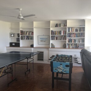 Table tennis , book library and also lots board games