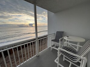 Sunrise and coffee and balcony.