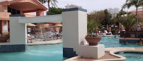 Comfortable temperature-controlled pool, refreshing waterfall, whirlpool spa 