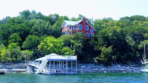 Home and dock on deep water cove.