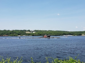 Waterview with this spectacular submarine going by