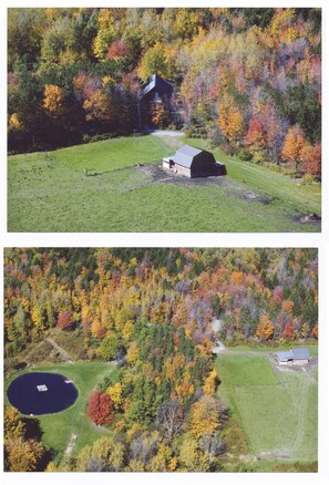 Layout of main house, pond and barn.