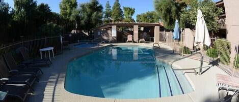 Pool and Hot tub steps from your patio