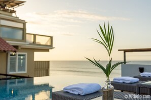 The infinity-edge plunge pool & kiddie pool are solar-heated & are all yours.