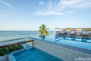 The infinity-edge plunge pool & kiddie pool are solar-heated & are all yours.