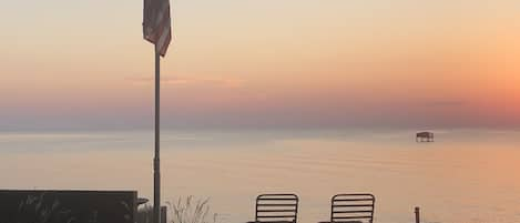 Amazing Sunrises and sunsets on the waterfront platform deck 