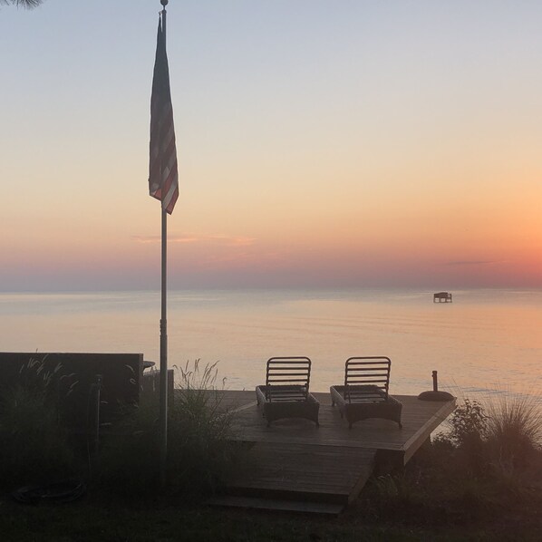 Amazing Sunrises and sunsets on the waterfront platform deck 