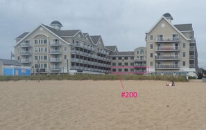 Unit 200 is in the middle of the building and has ocean views from every room!