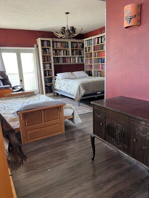 Loft with queen bed and futon.