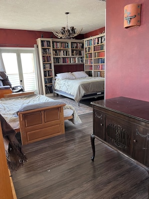 Loft with queen bed and futon.