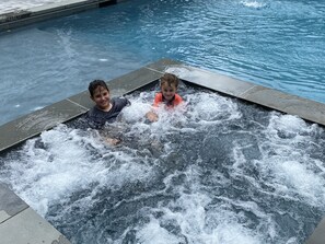 The spa is really for adults, but our grandchildren decided to try it out.