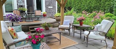 Patio sitting area under gazebo