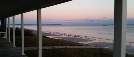 Beach from front porch at sunset.